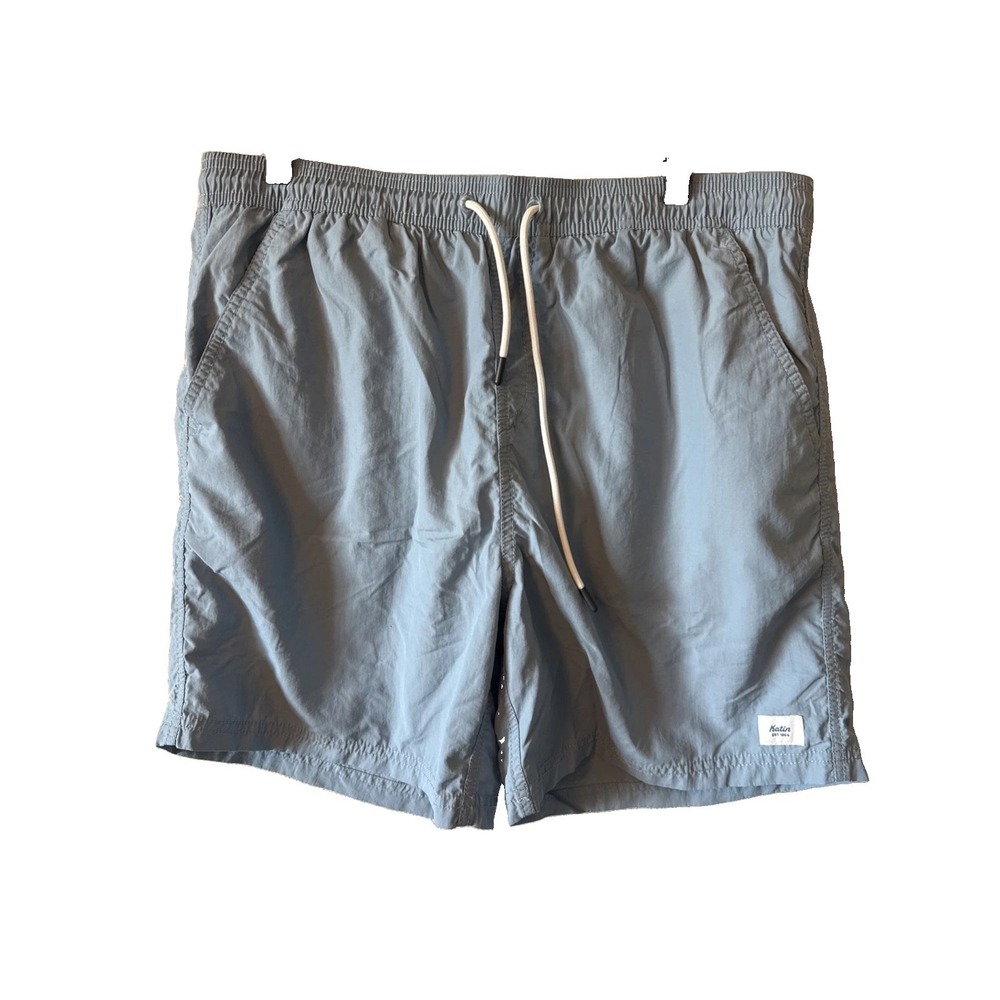 Katin Blue Drawstring Stretch Waist Nylon Swim Shorts Mens Size Large